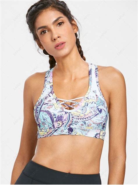 [25% OFF] 2021 Criss Cross Graphic Sports Bra In MULTI | ZAFUL