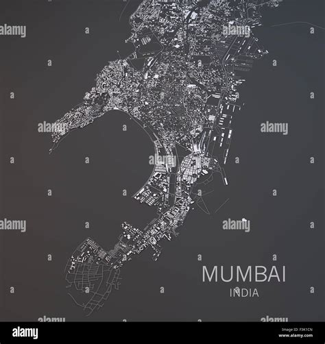 Map of Mumbai in Maharashtra, India, satellite view in 3d . Black and white Stock Photo - Alamy