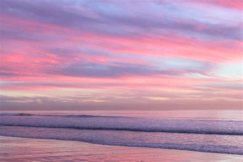 Pink Sunset Clouds Beach