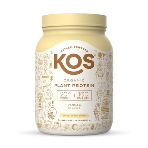 KOS Organic Plant Based Protein Powder, Vanilla, 20g Protein, 2.4lb - Walmart.com - Walmart.com