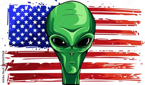 vector illustration of alien head face with american flag Stock Vector ...