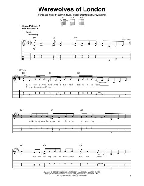 Werewolves Of London by Warren Zevon - Easy Guitar Tab - Guitar Instructor