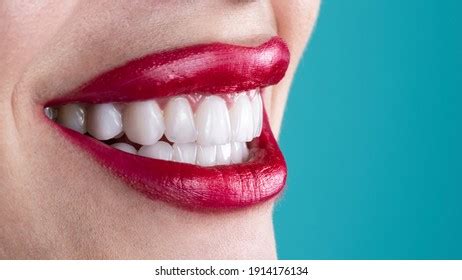 Red Lips Beautiful White Smile Stock Photo 1914176134 | Shutterstock