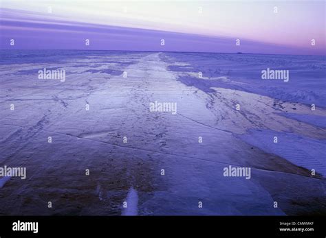 Ice Road, Great Slave Lake, near Yellowknife, Northwest Territories Stock Photo - Alamy