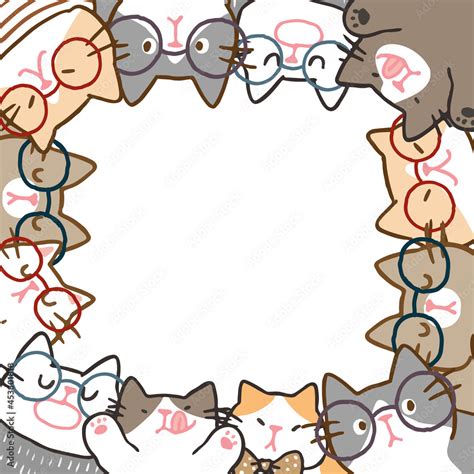 Vector Illustration of Cartoon Cat Frame Design on White Background ...