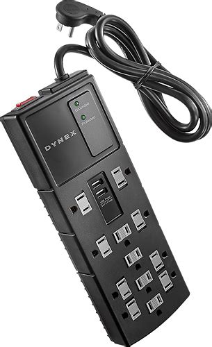 Best Buy: Dynex™ 12-Outlet/2-USB Surge Protector Strip Black DX-SF127