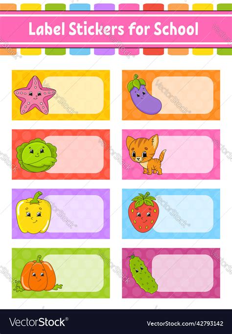 Set stickers for school empty template name tags Vector Image