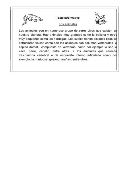 Texto Informativo, sobre los animales