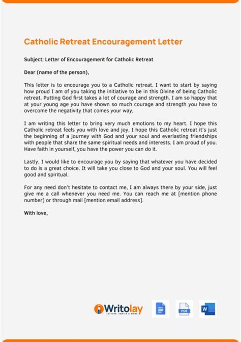 Catholic Retreat Letters of Encouragement: 4 Templates