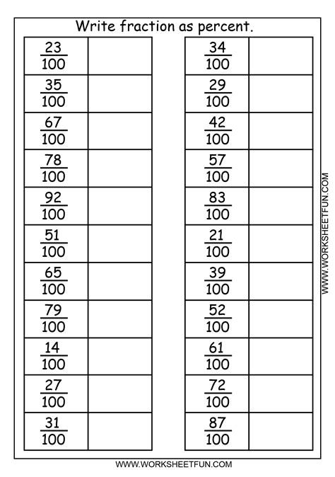 Write fraction as percent – 3 Worksheets | Writing fractions, Fractions ...