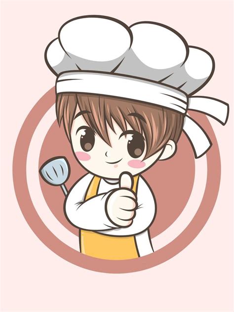 cute chef boy holding a spatula - chef cartoon 4239130 Vector Art at Vecteezy