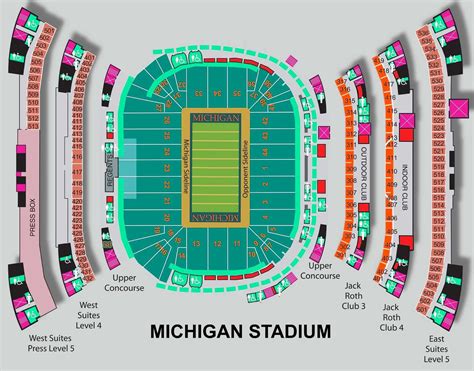 Michigan Stadium Seating Chart with Rows and Seat Numbers 2024