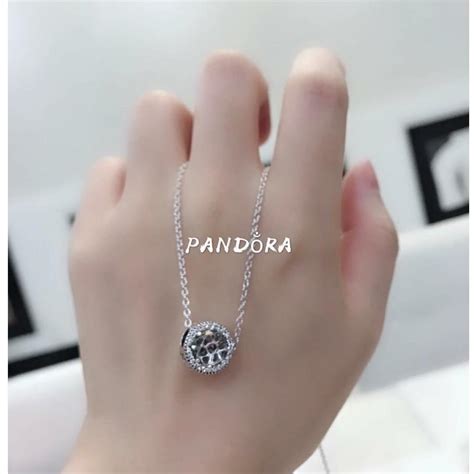 Authentic Pandora Chain Necklace & Sparkling Birthstone Charm CRYSTAL ...