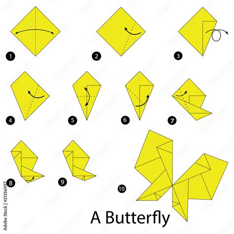 step by step instructions how to make origami A Butterfly Stock Vector ...