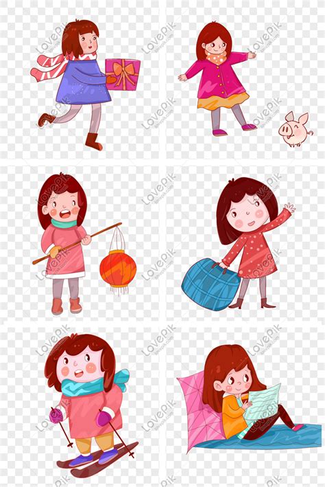 New Year Hand Drawn Cartoon Character Illustration PNG Transparent ...