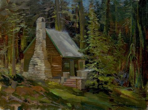 Echo Lake Painting: The Artist's Cabin - Stefan Baumann