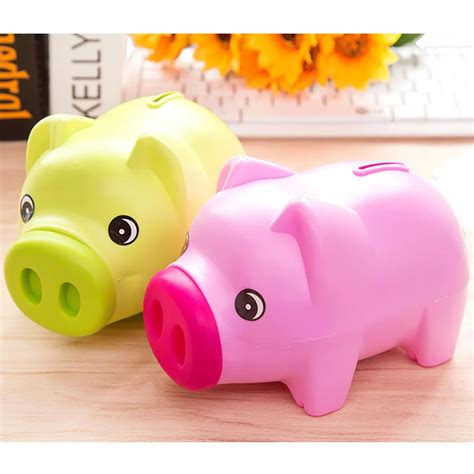 Lovely Cute Plastic Pig Money Boxes Cartoon pig piggy bank child lovers gift piggy bank ...