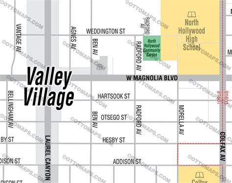 Valley Village Map, Los Angeles - PDF, editable, royalty free – Otto Maps