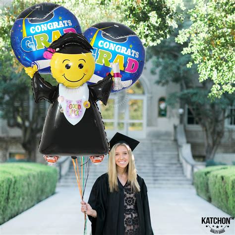 Buy Blue Congrats Grad Balloons for 2021 Graduation Decorations - Large 40 Inch | Black Jumping ...