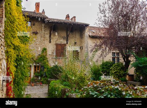 Architecture of Perouges, France, a medieval walled town, a popular ...