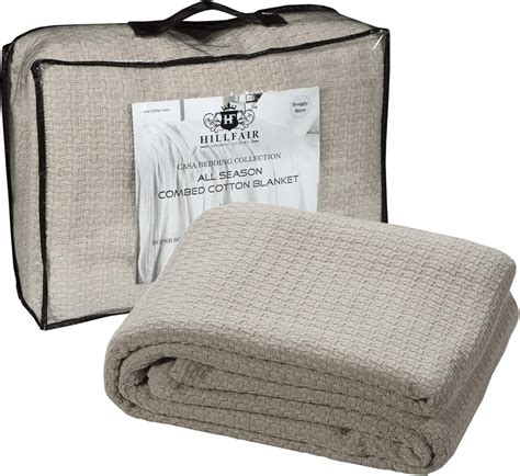 HILLFAIR 100% Soft Premium Combed Cotton Thermal Blanket- Twin Blankets ...