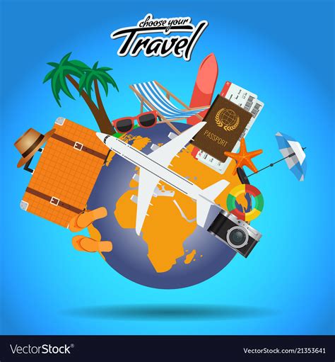 Travel and tour poster design around the world Vector Image