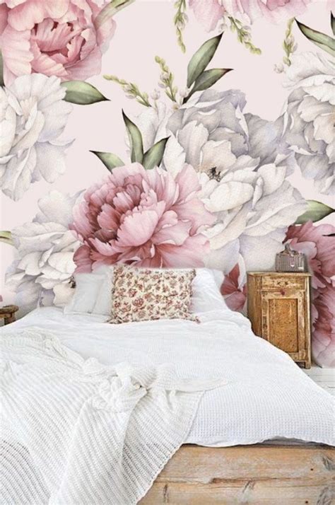 Large Peony Wallpaper Mural, Peony Watercolor Wallpaper, Soft Pink ...