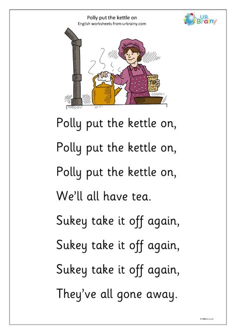 Polly Put The Kettle On nursery rhyme - Nursery Rhymes by URBrainy.com