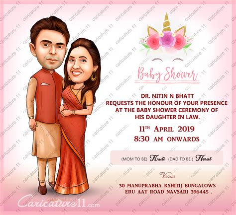 Baby shower Invitation card design , Couple caricature | Baby shower invitation cards, Baby ...