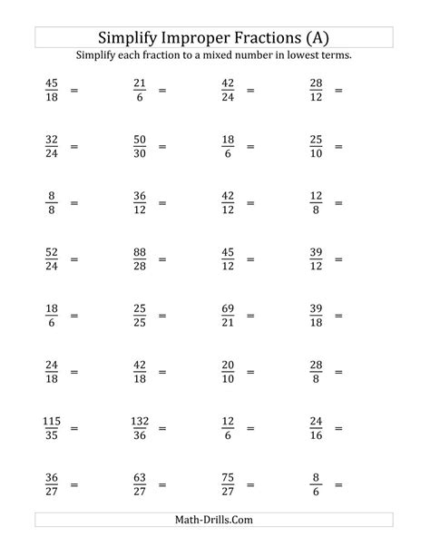 Simplifying Fractions Worksheets 6th Grade