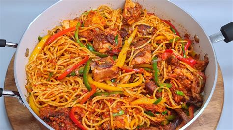 SMOKED CHICKEN VEGETABLE SPAGHETTI/STIR FRY PASTA/ CHICKEN PASTA/ EASY RECIPE - YouTube