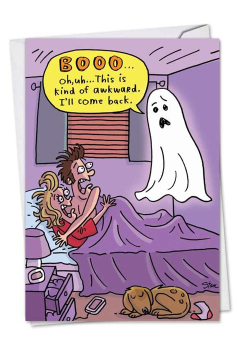 Awkward Boo Cartoons Halloween Greeting Card Stan Makowski