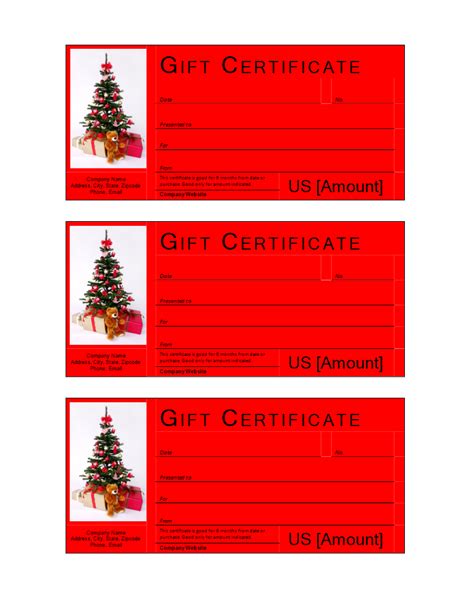 Microsoft Word Christmas Gift Certificate Template Free