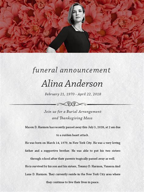 10+ Funeral Announcement template free psd | shop fresh