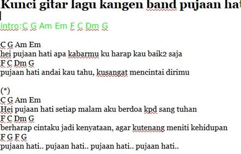 Pujaan hati kangen band ~ Kunci gitar lagu