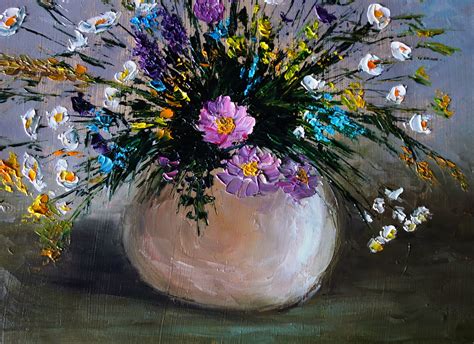Flowers Oil Painting Original Art Wildflowers Still Life | Etsy
