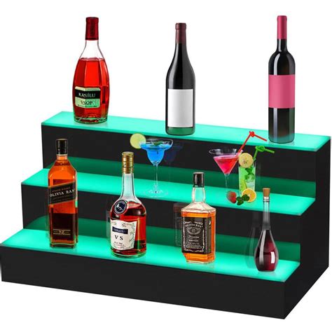 VEVOR 16-Bottle Corner LED Liquor Bottle Display Shelf 24 in. LED Bar ...