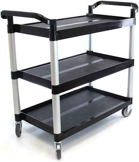 Heavy-Duty 3-Shelf Rolling Service/Utility/Push Cart. 350 lbs. Capacity, 19" W, 41" L, 38" H ...