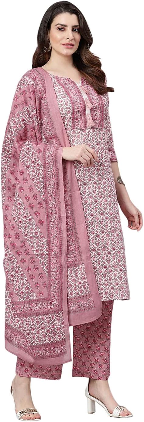 Amazon.com: Idalia Pink Printed Cotton Kurta Set with Dupatta - Best ...