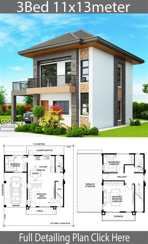 simple 2 storey house design with floor plan