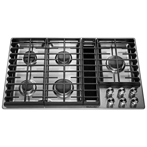 KitchenAid 36-in 5-Burner Stainless Steel Gas Cooktop with Downdraft ...