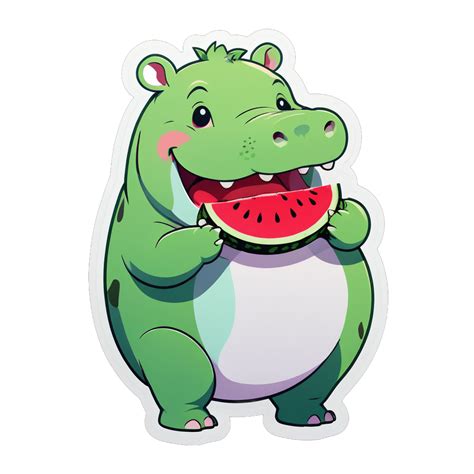 I made an AI sticker of A hippopotamus eating watermelon