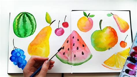 Easy Watercolor Summer Fruits Painting - Loose Watercolor Techniques \ Food Illustration - YouTube