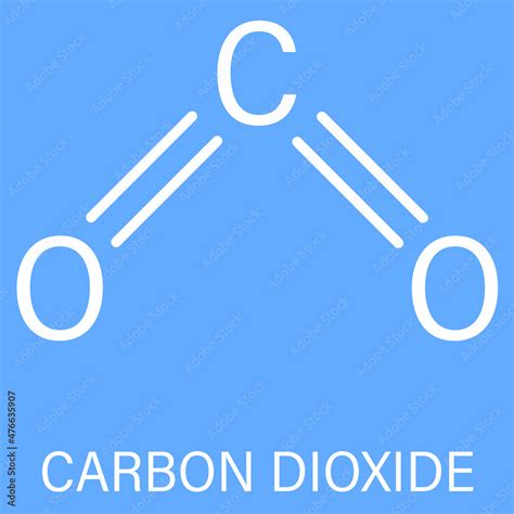 Carbon dioxide CO2 molecule, flat icon style. Greenhouse gas. Skeletal ...