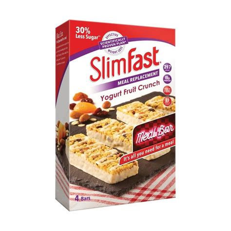 Buy SlimFast Yogurt Fruit Crunch 4 Bars | Slim fast, Bars recipes, Meal replacement bars