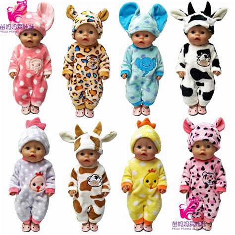 Doll clothes for 43cm Baby dolls clothes cartoon set for 18 inch girl doll cute animal clothes ...