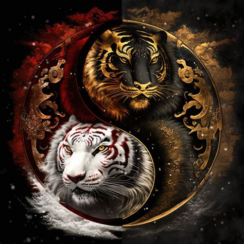 White and Gold Tigers Yin and Yang Download Instant - Etsy Ying Yang Art, Arte Yin Yang, Yin And ...