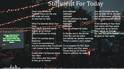 Sufficient for today | Lyrics | - YouTube