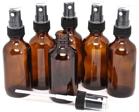 6 Pcs Amber Glass Bottles Spray Refillable 2 oz. Empty Vials Spray Essential Oil | eBay