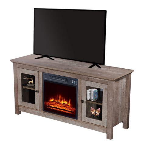 SEGMART Electric Fireplaces Wood TV Stands with Electric Fireplace Insert for TVs up to 51 ...